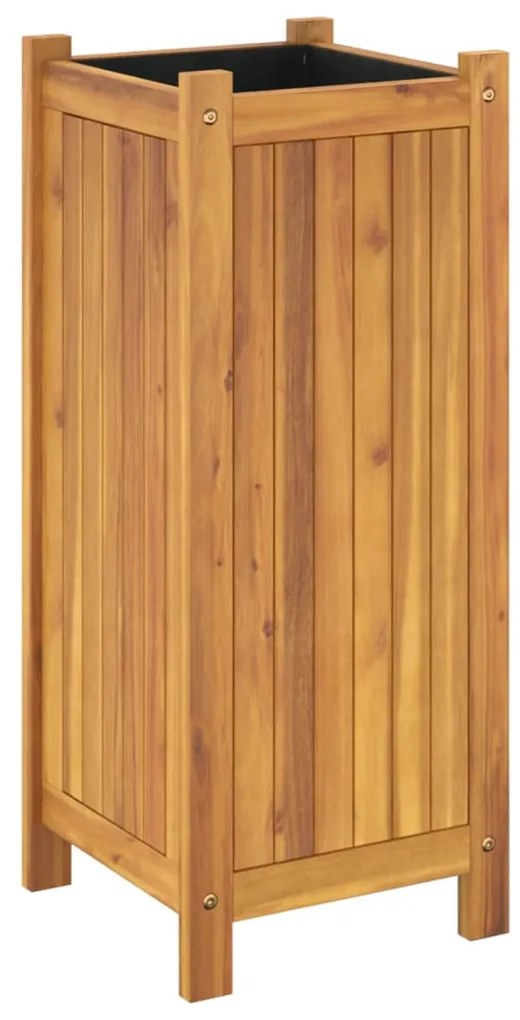 Vaso/floreira de jardim com forro 31x31x75 cm acácia maciça