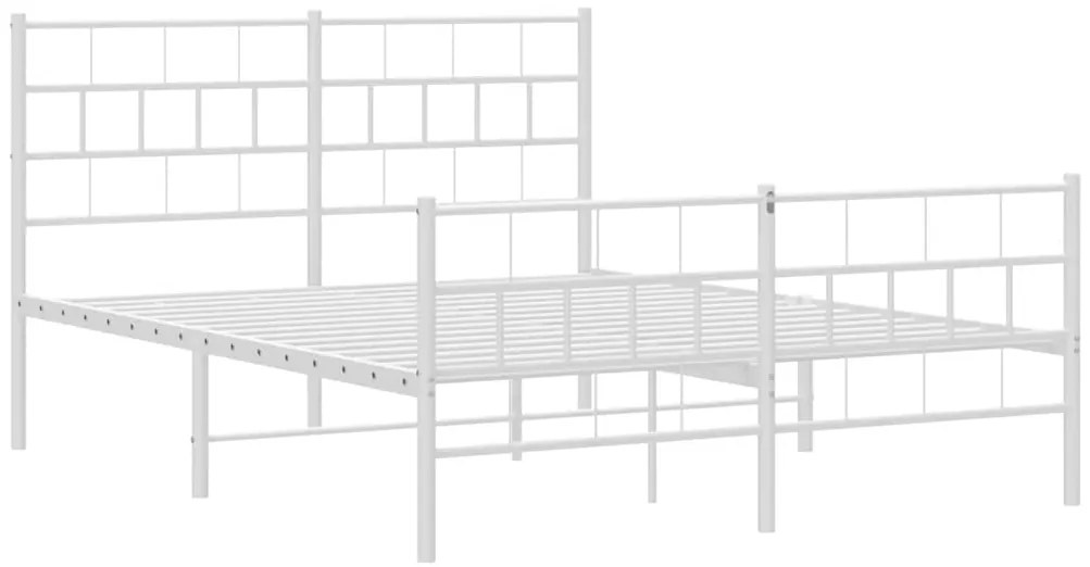 Estrutura de cama com cabeceira e pés 135x190 cm metal branco