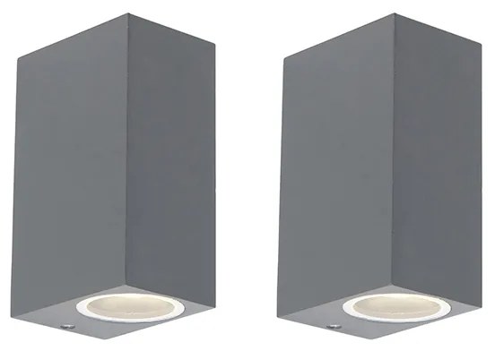 Conjunto de 2 Apliques Modernos Cinza Escuro 2 Luzes IP44 - Baleno Moderno