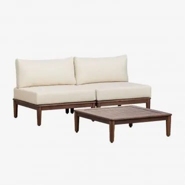 Sofá De Jardim Modular De 2 Peças Com Mesa De Centro Em Madeira De Acácia Giulia Crema - Sklum