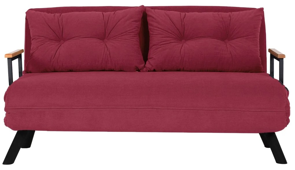 Sofá-Cama de 2 Lugares Sando – Cor de Vinho – Medidas: 50x133x41 cm