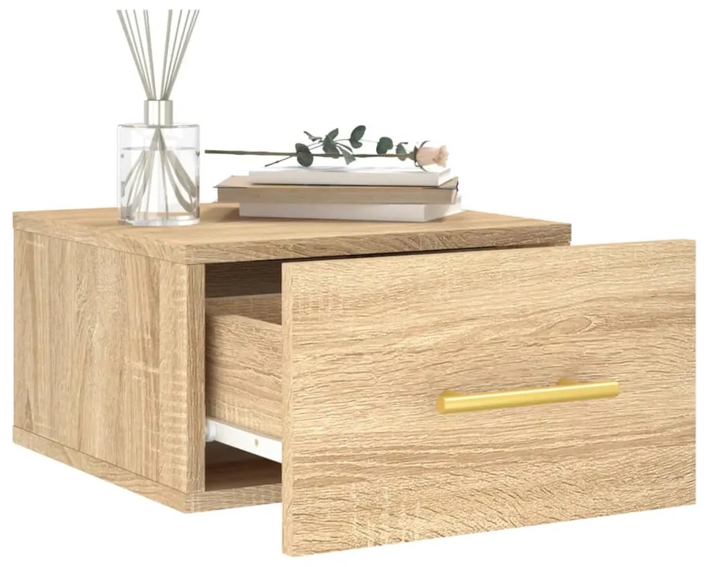 Mesa de cabeceira montagem na parede 35x35x20 cm cor sonoma