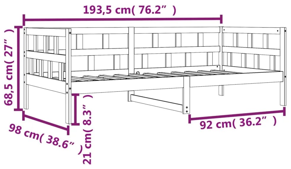 Sofá-cama 90x190 cm madeira de pinho maciça castanho cera