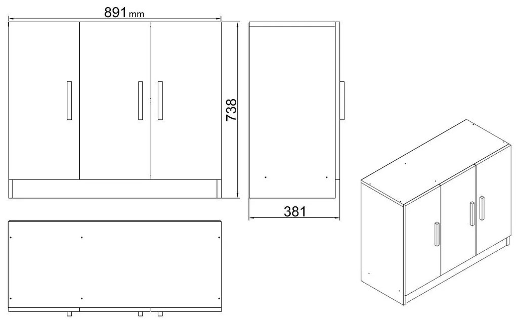 Conjunto de Mobiliário de Escritório VO14 – Branco – Mesas: 140x73,8x6