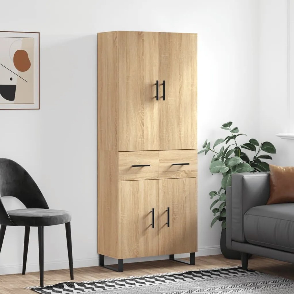 vidaXL Armário alto 69,5x34x180 cm derivados de madeira cor sonoma