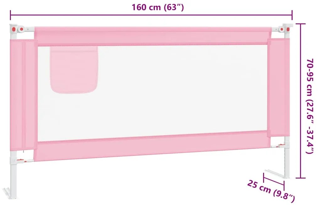 Barra de segurança p/ cama infantil tecido 160x25 cm rosa