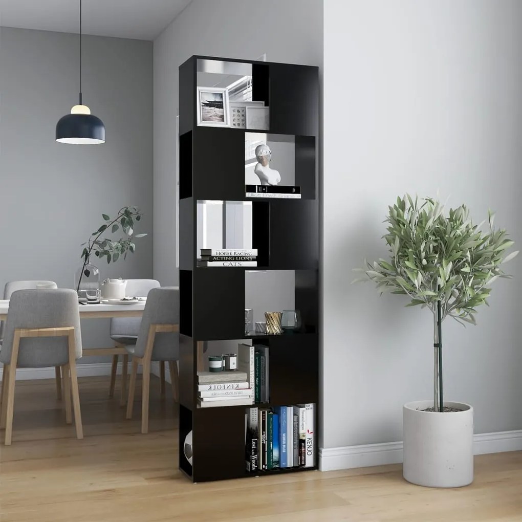 vidaXL Estante/divisória 60x24x186 cm contraplacado preto