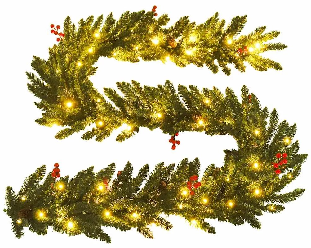 Árvores Natal artificiais 2pcs c/ coroa de Natal/grinalda/LEDs