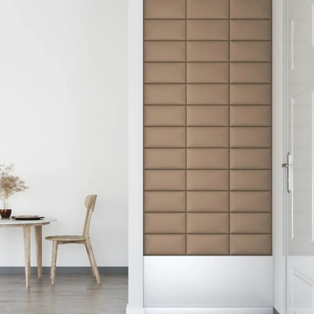 Painel parede 12pcs 30x15cm couro artificial 0,54 m² cappuccino