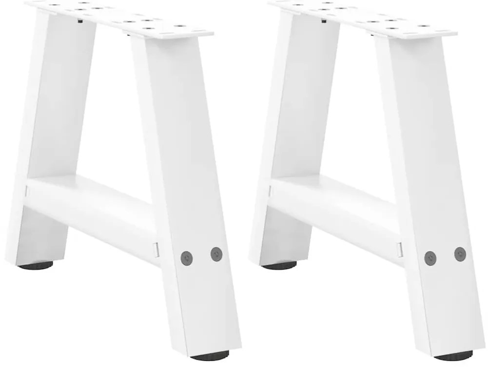 vidaXL Pés para mesa de centro em formato A, 2 peças, branco, 30x(30-31) cm, aço