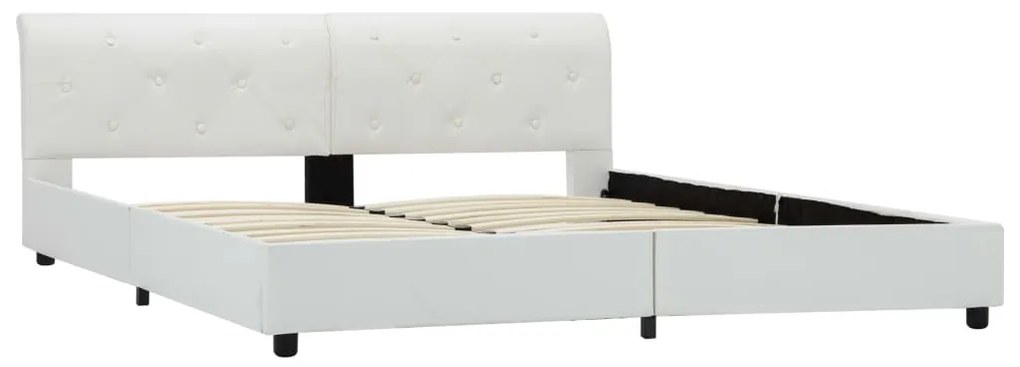 Estrutura de cama 160x200 cm couro artificial branco