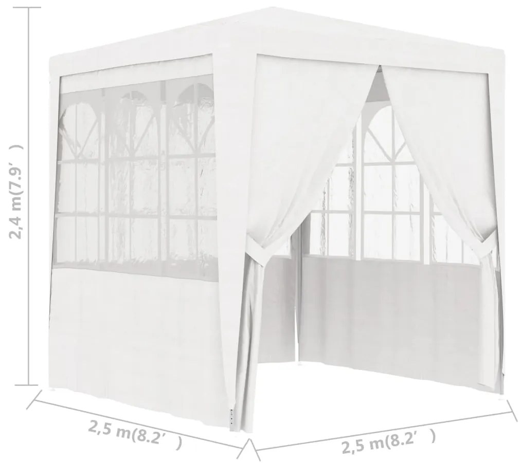 Tenda festas com paredes laterais 2,5x2,5m 90g/m² branco