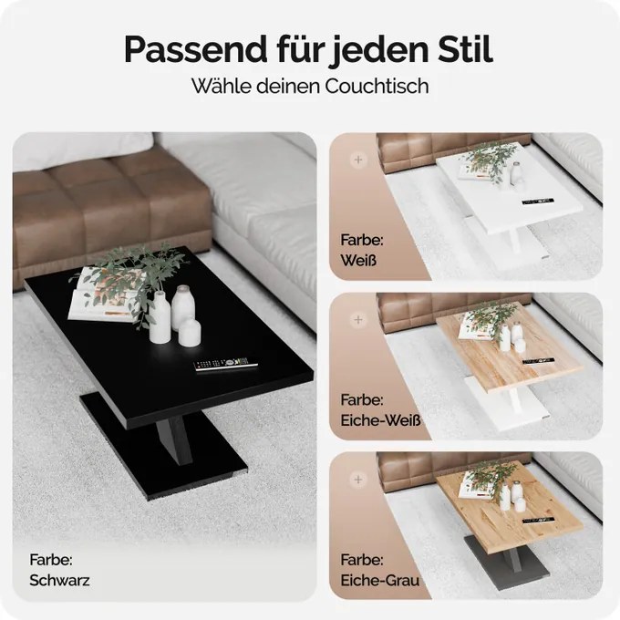 Mesa de centro Detroit  90x60x45cm Preta