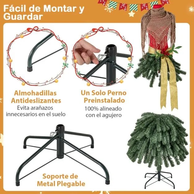 Árvore de Natal artificial Lojas roupa pré-iluminada de 150 cm com vestido em forma de manequim com 248 pontas de ramos 100 bagas vermelhas Luzes LED