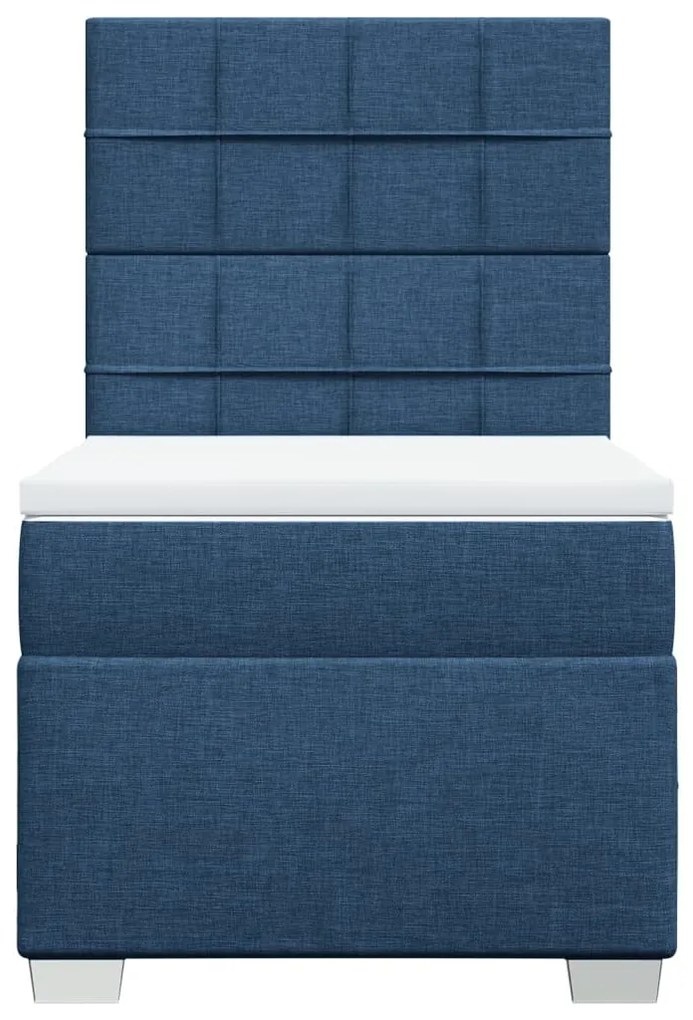 Cama com molas/colchão 100x200 cm tecido azul