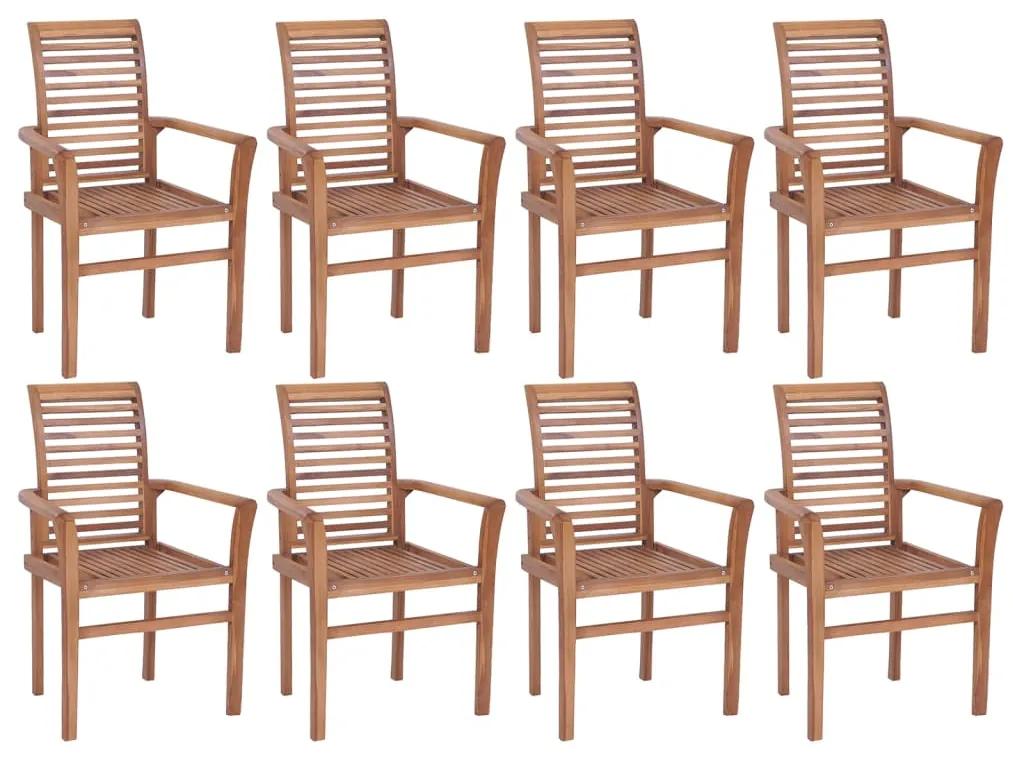 3072945 vidaXL Cadeiras de jantar empilháveis 8 pcs madeira de teca maciça