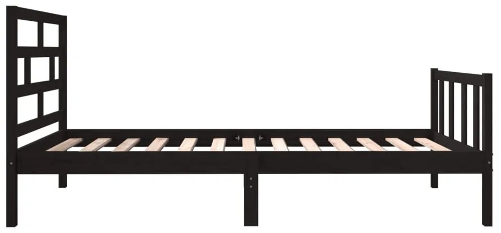 Estrutura de cama pequena solteiro 75x190 cm pinho maciço preto