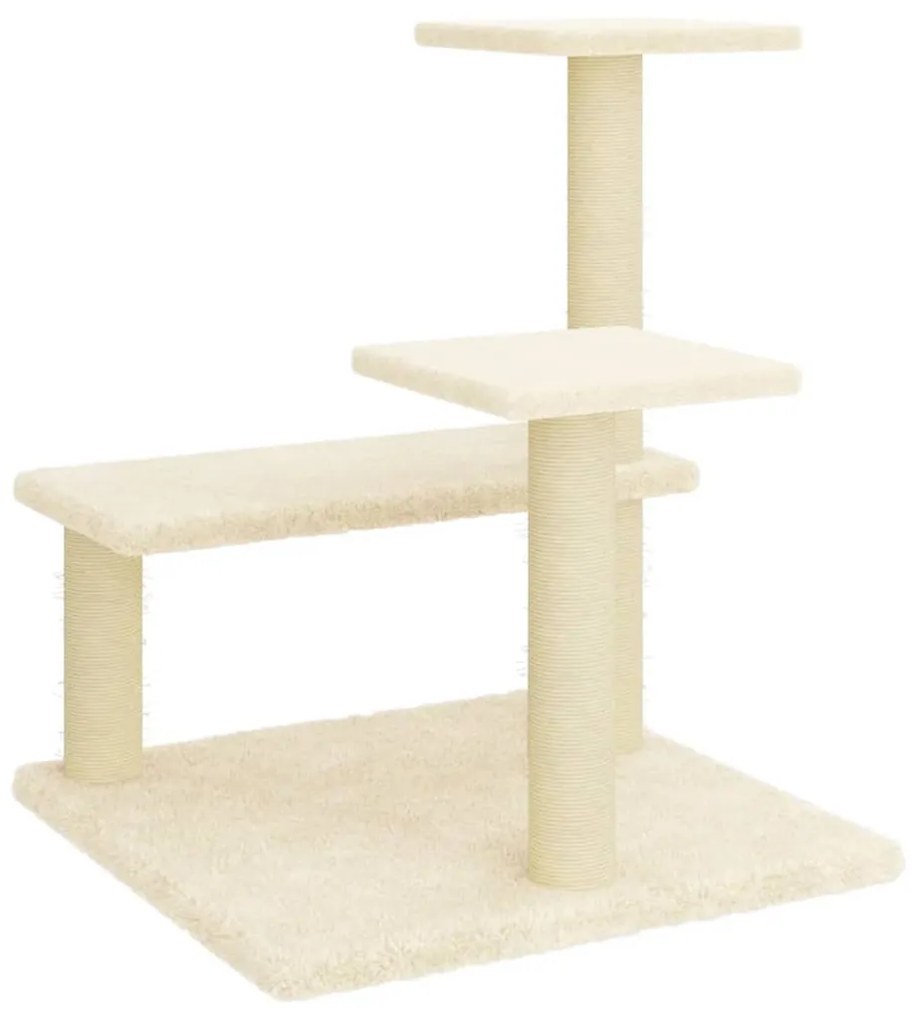 Árvore p/ gatos c/ postes arranhadores sisal 61 cm cor creme