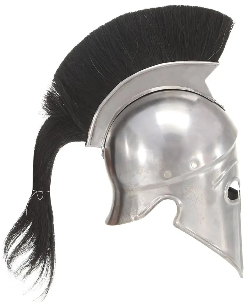 Capacete de soldado grego réplica LARP aço prateado