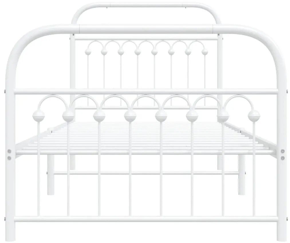 Estrutura de cama com cabeceira e pés 90x200 cm metal branco