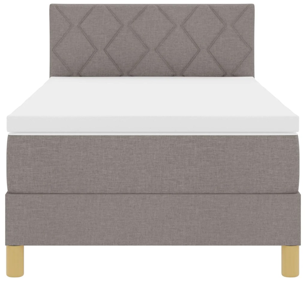 Cama Box com Colchão & LED Taupe 90x190 cm em Tecido
