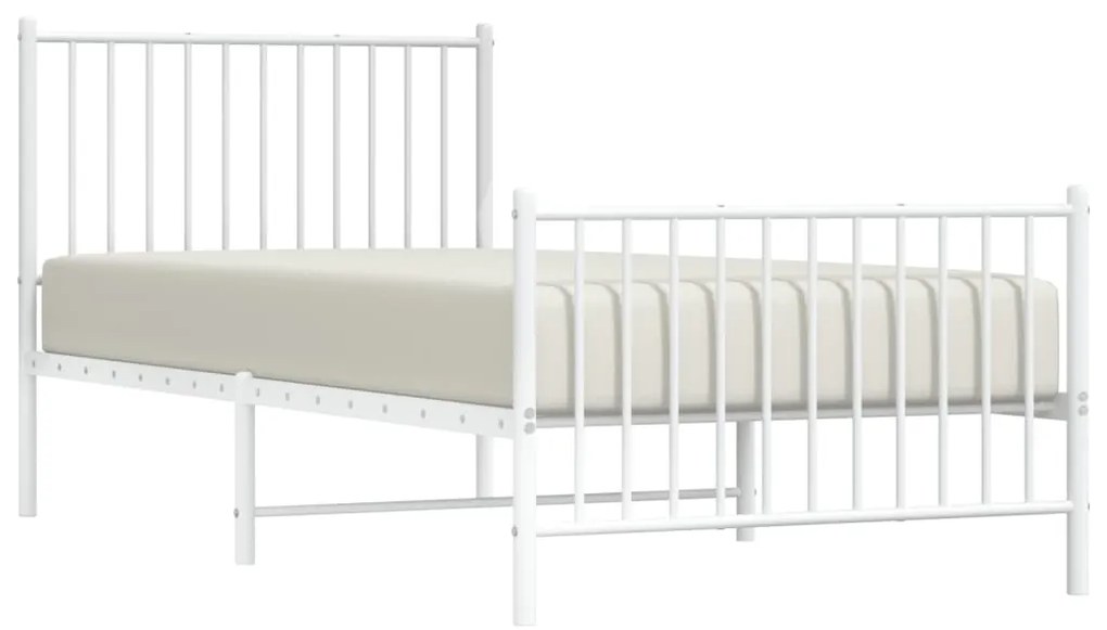 Estrutura de cama com cabeceira e pés 90x200 cm metal branco