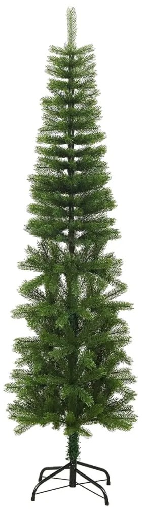 Árvore de Natal artificial fina com suporte PE 210 cm