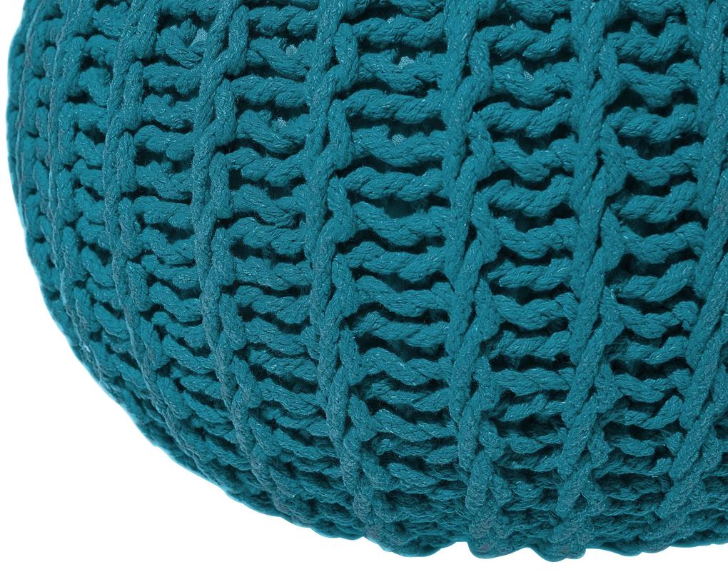Pufe redondo em tricot azul esverdeado 50 x 35 cm CONRAD II Beliani