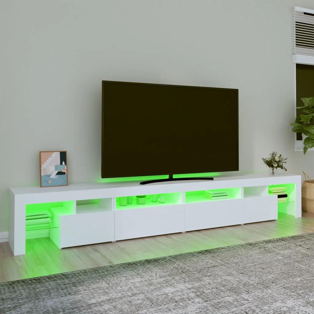Móvel de TV com luzes LED 260x36,5x40 cm branco