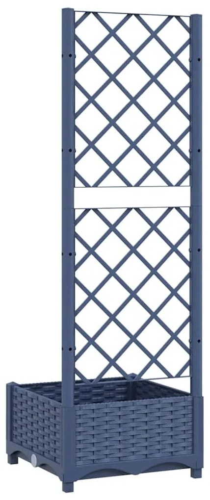 Vaso/floreira jardim c/ treliça 40x40x121,5 cm PP cinzento azul