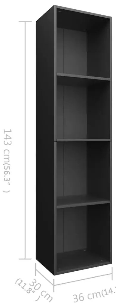 Estante/móvel de TV 36x30x143 cm derivados de madeira preto