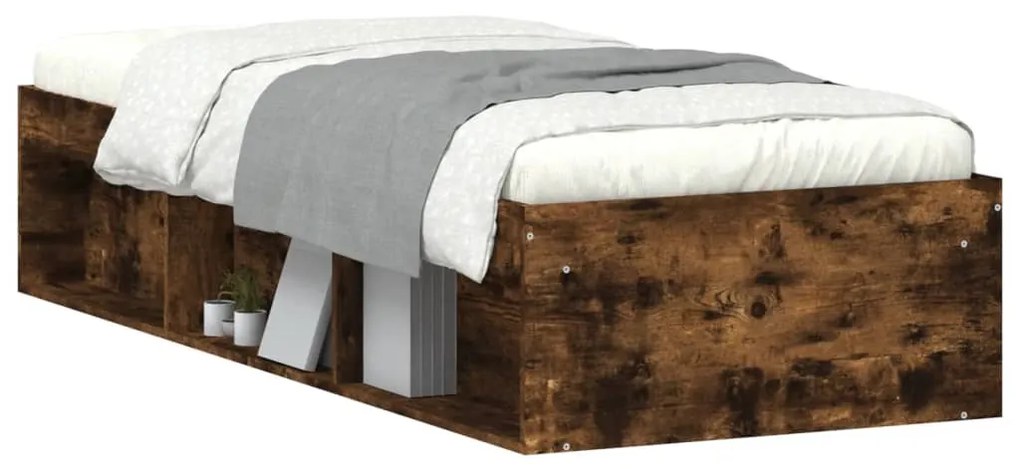 Estrutura de cama solteiro 75x190 cm carvalho fumado