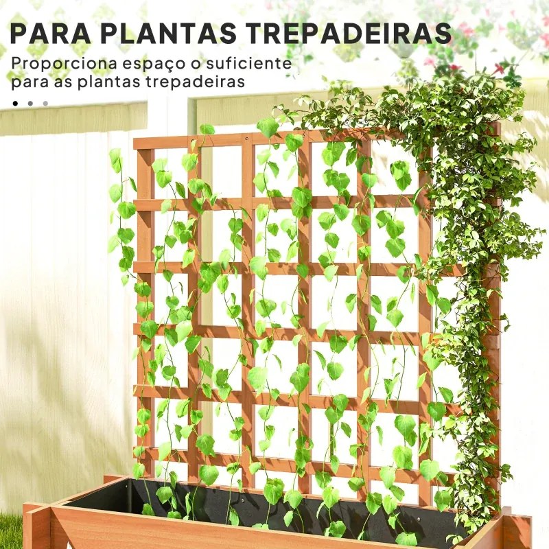 Floreira de 3 Níveis com Treliça Horta Vertical para Cultivos de Verduras Flores 95x95x110 cm Castanho