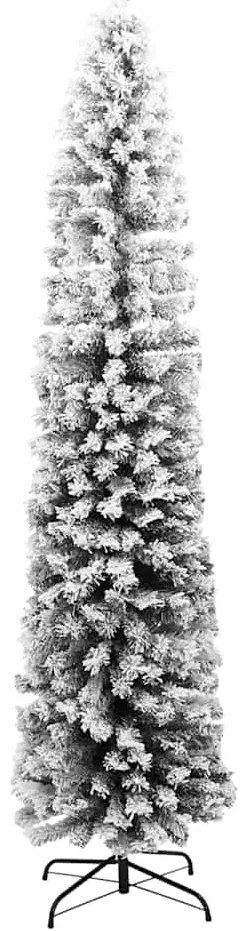 Árvore de Natal artificial fina com neve 240 cm PVC verde