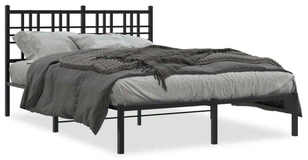 vidaXL Estrutura de cama com cabeceira 140x200 cm metal preto