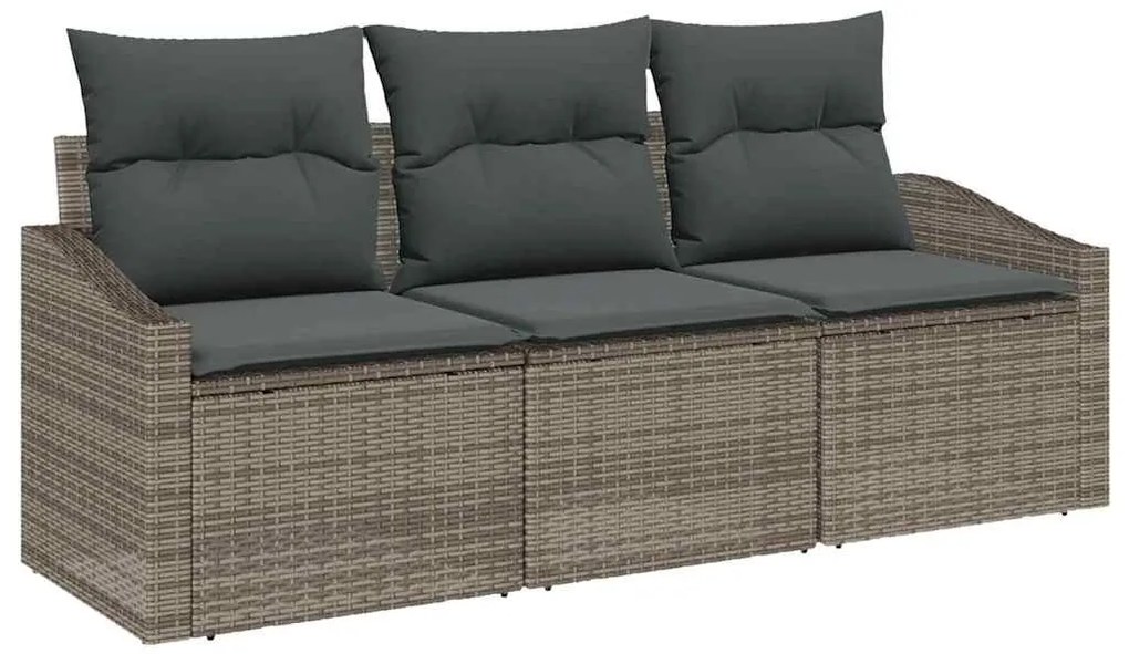 Conjunto de Jantar para Jardim de 3 Peças com Almofadas Cinza em Ratta