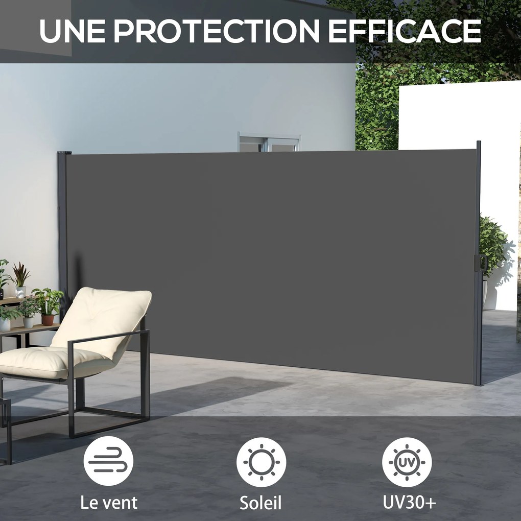 Toldo lateral com proteção contra olhares indiscretos, retrátil, 4 x 1,80 m, em alumínio e poliéster anti-UV de alta densidade (180 g/m²), cinzento es