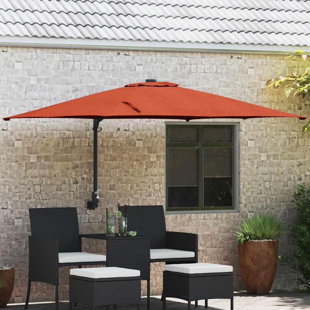 vidaXL Guarda-sol de Braço Articulado Terracota Poliéster Grande