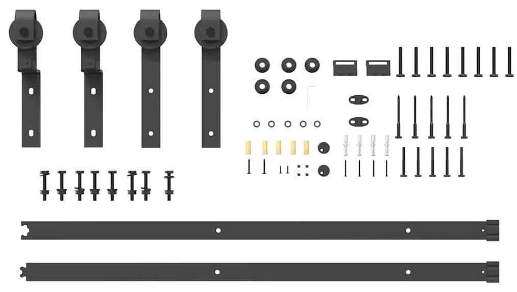 Kit de ferragens para porta deslizante 200 cm aço preto