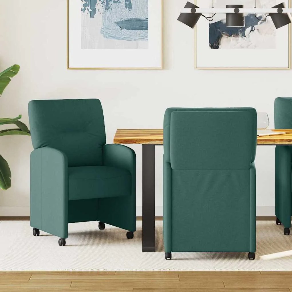 vidaXL Cadeiras de Jantar com Rodas 2 pcs Verde-escuro 57 x 67 x 95 cm