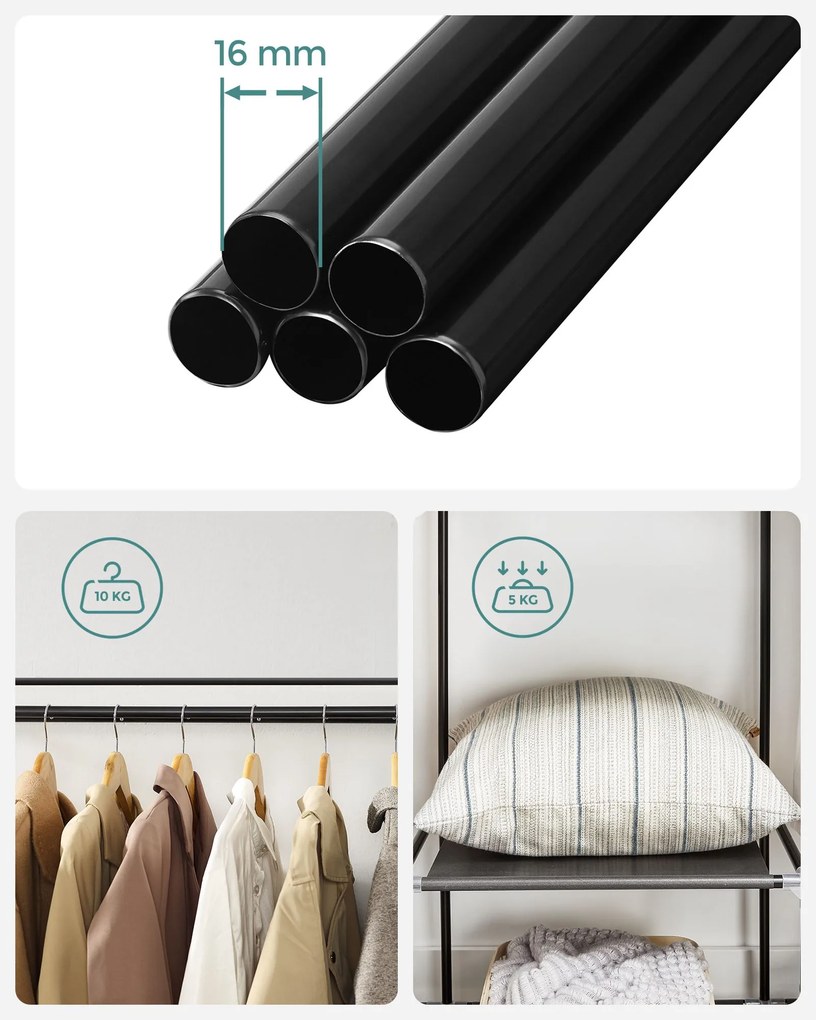 Guarda Roupa de tecido 175 x 110 cm preto
