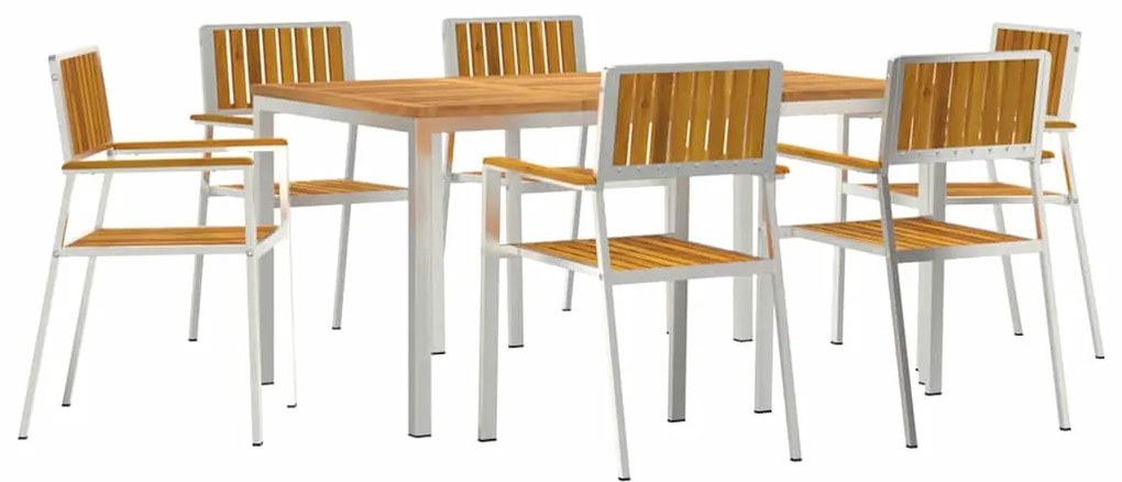 Conjunto de Jantar de Jardim vidaXL 7 Peças de Madeira Sólida de Acáci