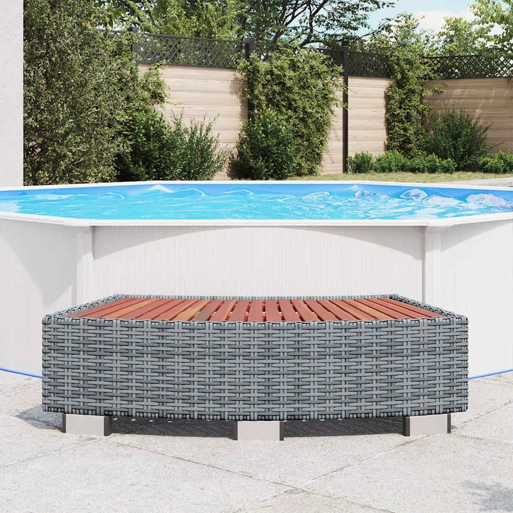Degrau para spa em vime 92x45x25 cm cinzento