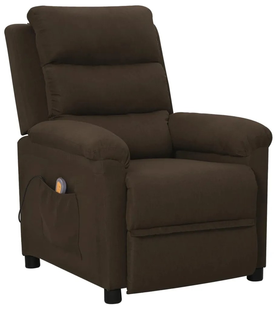 vidaXL Poltrona de massagens tecido castanho-escuro