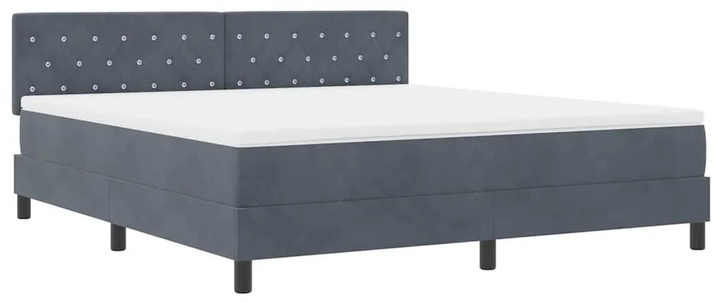 Cama Box Spring com Colchão &amp; LED Cinza Escuro 180x200 cm Veludo
