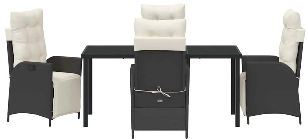 Conjunto de jantar de jardim 5 peças, preto de rattan