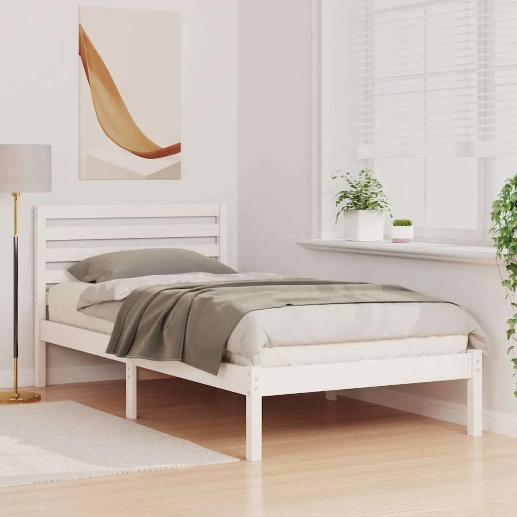 Estrutura da Cama Branco 75 x 190 cm Madeira de Pinheiro Sólido