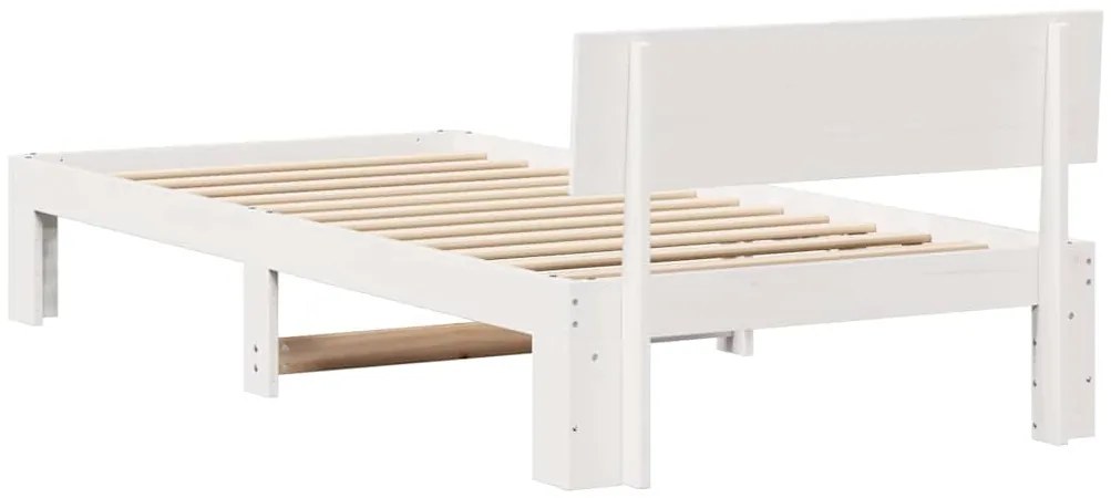 Estrado de Cama com Cabeceira Branco 80x200 cm Madeira de Pinho Maciça