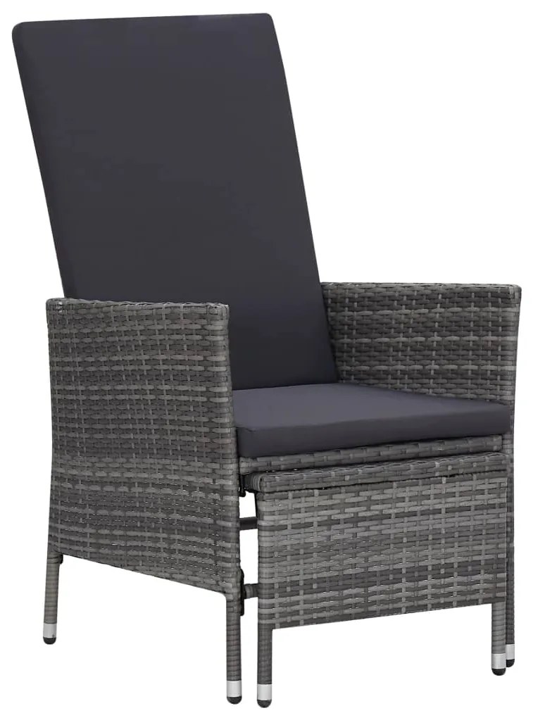 2 pcs conjunto lounge de jardim c/ almofadões vime PE cinzento