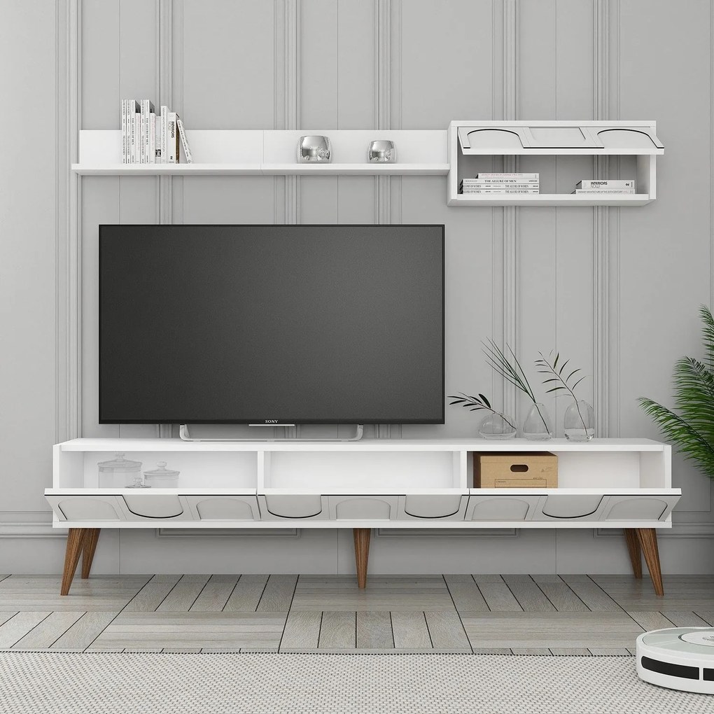 Unidade TV Lyon – Branco e Nogueira – 180x44x35 cm